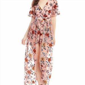 GB Velvet Burnout Floral Maxi Romper Small  NWOT